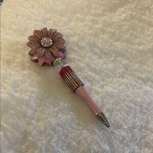 Pink Floral Crystal Pen